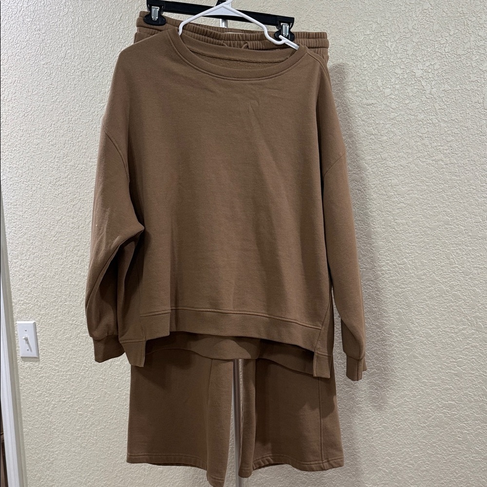 Risen Brown Oversized Sweatshirt and Pants Set